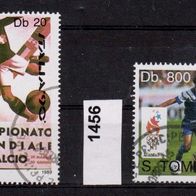 L603 Fußball-Marken Sao Tomè und Principe Mi. Nr. 1119 + 1456 - 2 versch, Marken o