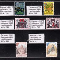 L629 Europa CEPT Jahrgang 1981- 983 -Nationen versch.- Mi. Nr. versch.- 6 Marken * *