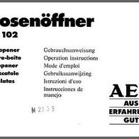 AEG Gebrauchsanweisung - für Dosenöffner Dö 102 - Original