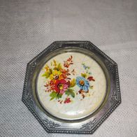 Vintage Wandteller Zinn ? mit Blumenmuster