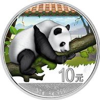 China PANDA Farbig/ Coloriert 10 Yuan 2016, Feinsilber 30 g, Selten !!!