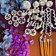 großes Buluri Fondant-Set, Garnierset Austechsset, Tortendekorierset, Werkzeuge