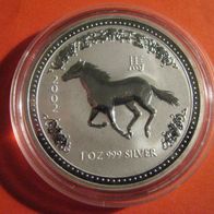 Australien Lunar l 2002 Pferd 1 Dollar 1 oz Silber St
