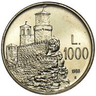 San Marino Silber 1 000 Lire 1988 stgl. "Bauwerke in der Republik San Marino"