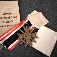 KVK Kriegsverdienst Kreuz 1939 Herst. 85 m. Band + Tüte Orden Medaille Orden