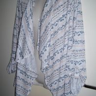 Gina Benotti Blusenjacke Knitterfrei Gr.M Pastelltöne weiß grau rose m. Leinen