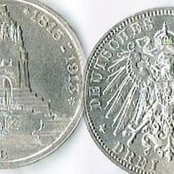 3 Mark Silbermünze - Völkerschlacht 18. Oktober 1813 - 1913 VZ