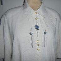 Bluse kurzarm Gr.54 von Alphorn 85 % Leinen mit Stickereien *