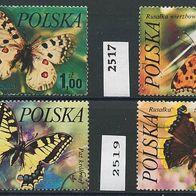 Polen Mi. Nr. 2516 + 2517 + 2518 + 2519 Schmetterlinge o <