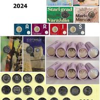 2 Euro Gedenkmünzen 2024 (NEU und UNC) 38 verschiedene Münzen !