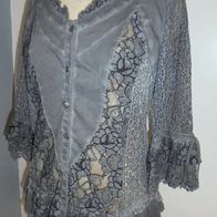 Bluse Tunika 3/4 Arm Gr.40 Spitze Netz gerüscht *