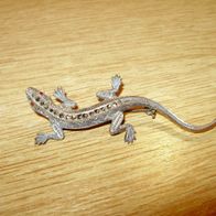 835 Silber Brosche Eidechse Granat Augen alt