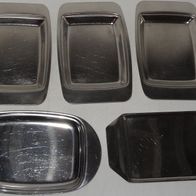 D Servierpatte 5 Stück klein Edelstahl rostfrei Platten f. Stück Butter älter gebrauc