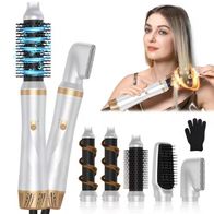 NEU 5-in-1 Warmluft-Styler Lockenwickler Föhn Glättbürste |Weiß