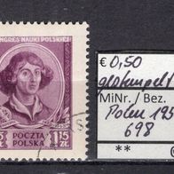 Polen 1951 1. Kongress der polnischen Wissenschaft, Warschau MiNr. 698 gestempelt
