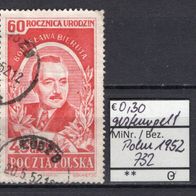 Polen 1952 60. Geburtstag von Boleslaw Bierut MiNr. 732 gestempelt