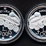 San Marino Silber-Set 10 000 + 5 000 Lire 2001 "Abschied von der Lira"