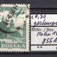 Polen 1954 Flugzeuge über Baudenkmälern MiNr. 855 A gestempelt
