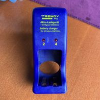 blaues Akkuladegerät, Batterieladegerät für 4 Batterien AA