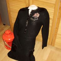 Strick Kleid Vingino schwarz Stickerei + APplikation S