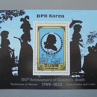 Korea Block 121 EST - 150. Todest. Johann Wolfgang von Goethe Dichter Scherensch 1982