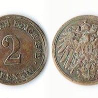 Kaiserreich 2 Pfennig Bronzemünze - 1912 SS