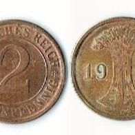 Weimarer Republik 2 Rentenpfennig - 1924- S-SS