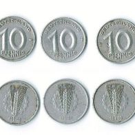 3 Stück DDR 10 Pfennig Münze 1948 - SS