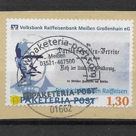 108) Paketeria Post - Volksbank-Raiffeisenbank Meißen gestempelt auf Papier