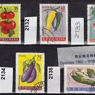 Rumänien Mi. Nr. 2131 + 2132 + 2133 + 2134 + 2136 Gemüse o <