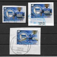 112) PIN-Mail Berlin - Hertha BSC 3 Werte gestempelt auf Papier