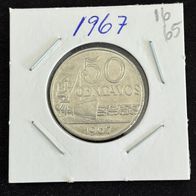 Coin 50 Centavos Brazil 1967 - Nickel - KM# 580 - eb1665