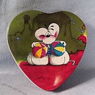 Diddl Metalldose Herzdose Herzform Diddl mit zwei Bällen alt Rarität