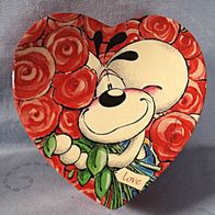 Diddl Pappdose Herzdose Herzform Diddl + Diddlina halten sich ca 13 x 6 cm alt Raritä