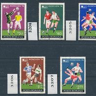 Rumänien Mi. Nr. 3203 + 3204 + 3205 + 3206 + 3207 Fußball-WM 1974 in Deutschland o <