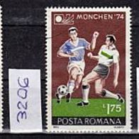 Rumänien Mi. Nr. 3204 + 3206 + 3207 Fußball-WM 1974 in Deutschland o <