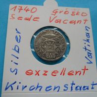Vatikan Kirchenstaat 1740 Grosso sehr schön Sede V. Silber aus Bensle Sammlung