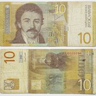Jugoslawien 10 Dinara 2000 Ersatzbanknote