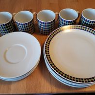 5 x Thomas Germany "Medaillon" Retro/Vintage Kaffeegedecke, Porzellan tadellos