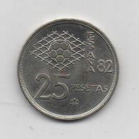 Münze Spanien 25 Pesetas 1980 WM Spanien 1982