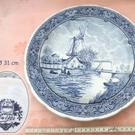großer Teller * Wandteller Boch / Delfts * Motiv Mühle & Kühe * Ø 31 cm