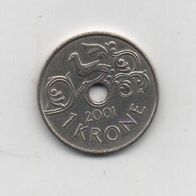 Münze Norwegen 1 Krone 2001
