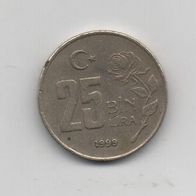 Münze Türkei 25 Lira 1999