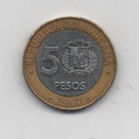 Münze Dominikanische Republik 5 Pesos 1997