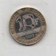 Münze Frankreich 10 Franc 1991