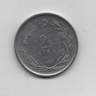 Münze Türkei 2 1/2 Lira 1960