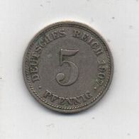 Münze Deutsches Reich 5 Pfennig 1907