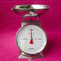 NEU Mech. Küchen Waage 2 kg Zifferblatt Edelstahl Retro Tara Wiegeschale Gastro