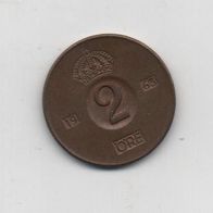 Münze Schweden 2 Öre 1963