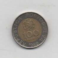 Münze Portugal 100 Escudos 1989